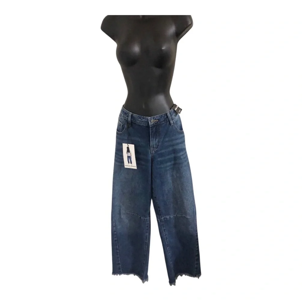 Ashley Mason loose fit cut off raw hem barrel jeans size 9/29 new - Picture 4 of 16